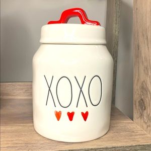 Rae Dunn XOXO Mini Canister Watercolor Hearts